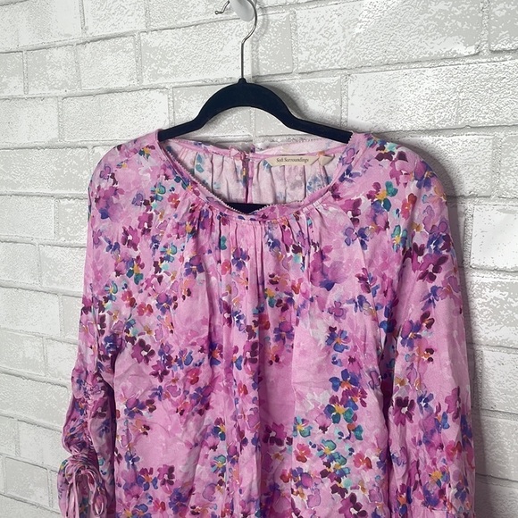 Soft Surroundings Brialla Floral Lilac Lightweight Print Top - Picture 6 of 11